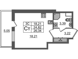 Студия № 347 Корп.: 6.1 , Секция 7  в ЖК Парадный ансамбль