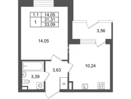 1 ккв № 330 Корп.: 8.6 , Секция 1.7  в ЖК Парадный ансамбль