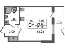 Студия № 80 Корп.: 6.5 , Секция 2  в ЖК Парадный ансамбль