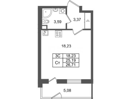 Студия № 728 Корп.: 8.1 , Секция 2.2  в ЖК Парадный ансамбль