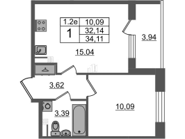 2 ккв (Евро) № 369 Корп.: 6.3 , Секция 6  в ЖК Парадный ансамбль