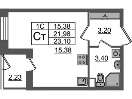 Студия № 77 Корп.: 6.5 , Секция 2  в ЖК Парадный ансамбль