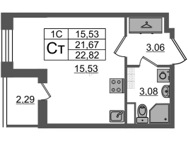Студия № 47 Корп.: 6.5 , Секция 1  в ЖК Парадный ансамбль