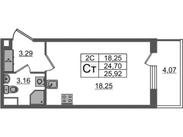 Студия № 286 Корп.: 6.3 , Секция 5  в ЖК Парадный ансамбль
