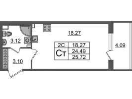 Студия № 138 Корп.: 7.11 , Секция 3  в ЖК Парадный ансамбль