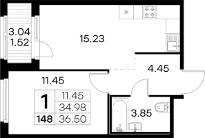 2 ккв (Евро) № 148 Корп.: 5 , Секция 2  в ЖК Парголово