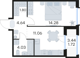 1 ккв № 146 Корп.: 5 , Секция 1  в ЖК Парголово