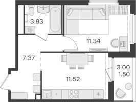 1 ккв № 598 Корп.: 1 , Секция 5  в ЖК Парголово