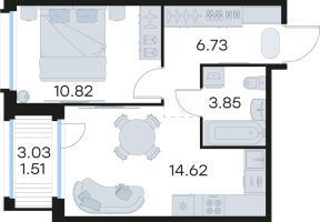 1 ккв № 135 Корп.: 6 , Секция 1  в ЖК Парголово