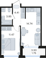 1 ккв № 352 Корп.: 2 , Секция 3  в ЖК Парголово