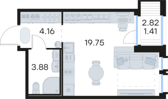 Студия № 248 Корп.: 4 , Секция 2  в ЖК Парголово