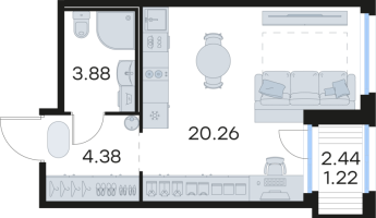 Студия № 285 Корп.: 4 , Секция 2  в ЖК Парголово