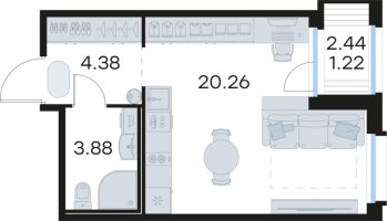 Студия № 124 Корп.: 4 , Секция 1  в ЖК Парголово