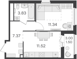 1 ккв № 611 Корп.: 1 , Секция 5  в ЖК Парголово