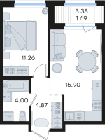 2 ккв (Евро) № 179 Корп.: 2 , Секция 2  в ЖК Парголово