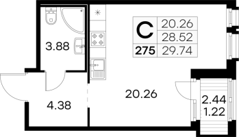 Студия № 275 Корп.: 4 , Секция 2  в ЖК Парголово