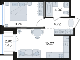 2 ккв (Евро) № 519 Корп.: 2 , Секция 4  в ЖК Парголово