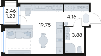 Студия № 274 Корп.: 6 , Секция 2  в ЖК Парголово
