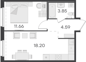 2 ккв (Евро) № 9 Корп.: 1 , Секция 1  в ЖК Парголово