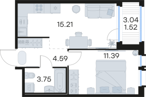 2 ккв (Евро) № 264 Корп.: 4 , Секция 2  в ЖК Парголово