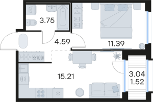 2 ккв (Евро) № 145 Корп.: 4 , Секция 1  в ЖК Парголово