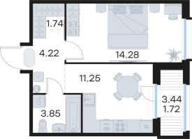 1 ккв № 140 Корп.: 6 , Секция 1  в ЖК Парголово