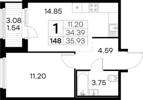 1 ккв № 148 Корп.: 4 , Секция 2  в ЖК Парголово