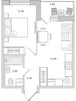 2 ккв (Евро) № 1207 Корп.: 3.1 , Секция 10  в ЖК Parkolovo