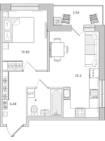 2 ккв (Евро) № 1093 Корп.: 3.2 , Секция 9  в ЖК Parkolovo