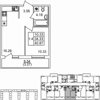 2 ккв (Евро) № 665 Корп.: 1.2 , Секция 6  в ЖК Parkolovo