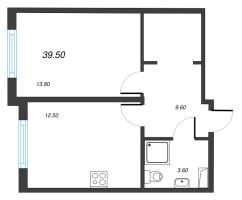 1 ккв № 450 Корп.: 2.1 , Секция 1  в ЖК Парусная 1
