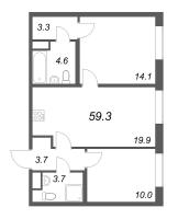 3 ккв (Евро) № 12 Корп.: 1.1 , Секция 1  в ЖК Парусная 1