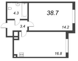 2 ккв (Евро) № 795 Корп.: 3.2 , Секция 2  в ЖК Парусная 1