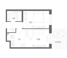 2 ккв (Евро) № 661 Корп.: 3.1 , Секция 2  в ЖК Парусная 1