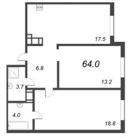 3 ккв (Евро) № 972 Корп.: 3.3 , Секция 3  в ЖК Парусная 1