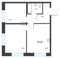 2 ккв № 46 Корп.: 1.1 , Секция 1  в ЖК Парусная 1