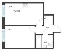 2 ккв (Евро) № 144 Корп.: 1.2 , Секция 1  в ЖК Парусная 1