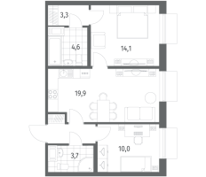 3 ккв (Евро) № 42 Корп.: 1.1 , Секция 1  в ЖК Парусная 1