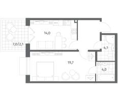 1 ккв № 837 Корп.: 3.2 , Секция 3  в ЖК Парусная 1