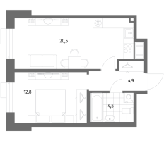 2 ккв № 887 Корп.: 3.3 , Секция 1  в ЖК Парусная 1