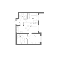 3 ккв (Евро) № 617 Корп.: 2.3 , Секция 2  в ЖК Парусная 1