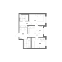 2 ккв № 581 Корп.: 2.3 , Секция 1  в ЖК Парусная 1