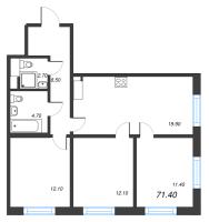 4 ккв (Евро) № 159 Корп.: 1.2 , Секция 1  в ЖК Парусная 1