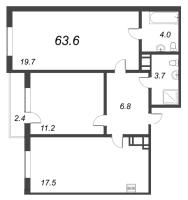 3 ккв (Евро) № 953 Корп.: 3.3 , Секция 2  в ЖК Парусная 1