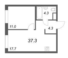 2 ккв (Евро) № 37 Корп.: 1.1 , Секция 1  в ЖК Парусная 1