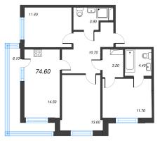 3 ккв № 583 Корп.: 2.3 , Секция 1  в ЖК Парусная 1