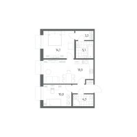 3 ккв (Евро) № 218 Корп.: 1.3 , Секция 1  в ЖК Парусная 1