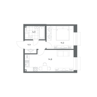 1 ккв № 328 Корп.: 1.4 , Секция 1  в ЖК Парусная 1