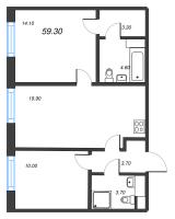 3 ккв (Евро) № 191 Корп.: 1.2 , Секция 1  в ЖК Парусная 1