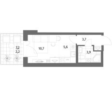 Студия № 589 Корп.: 2.3 , Секция 2  в ЖК Парусная 1